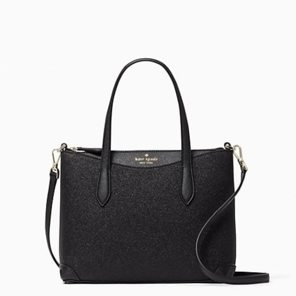 KATE SPADE shimmy glitter satchel black